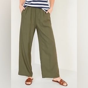 Old Navy Women’s wide leg linen pants. High waist. Size L. Army Green (Arugula)